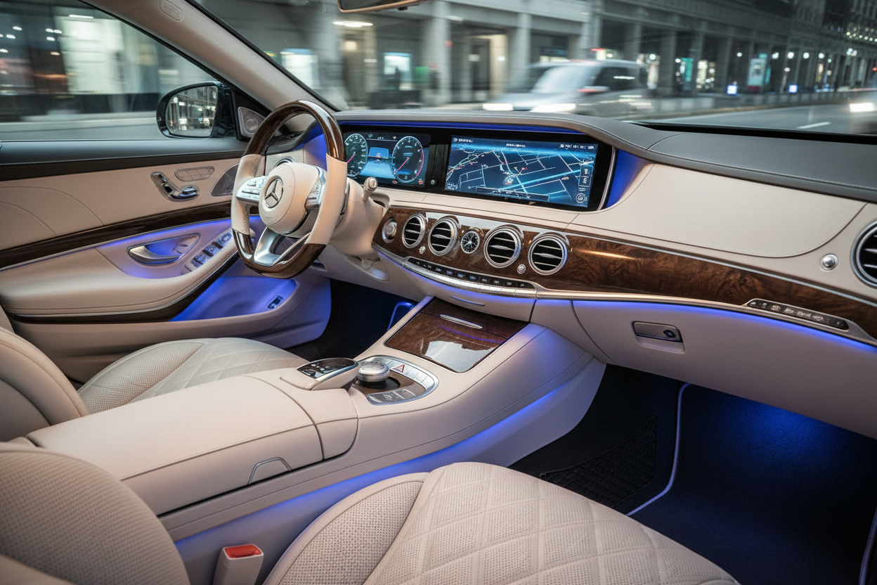 Mercedes White Interior